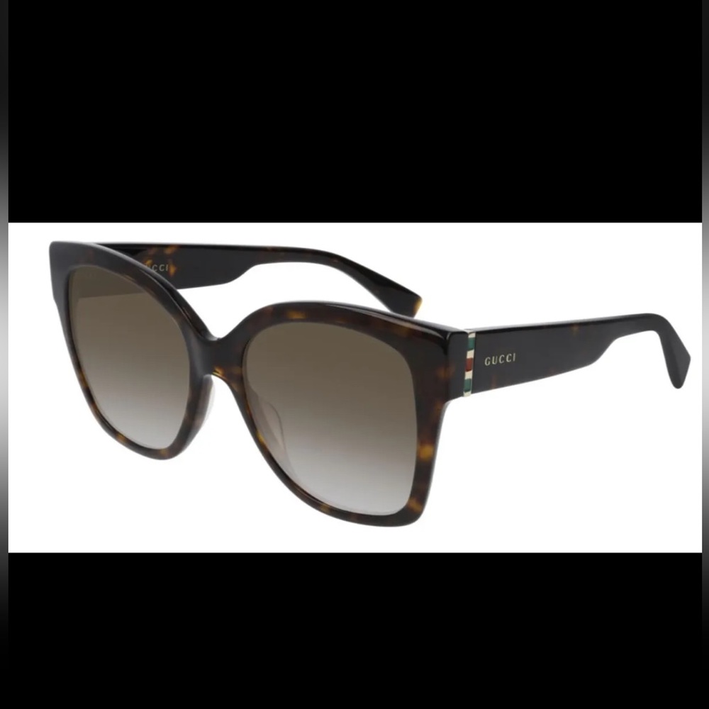 Authentic Gucci square Havana gold brown 54mm women’s sunglasses, case included.